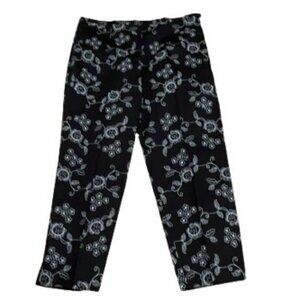 Gemilli Black With White Floral Capris Cropped Pants - NWT